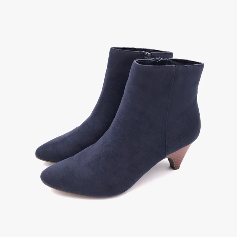 Темно синие короткие бархатные Ботинки Челси с имитацией под дерево обувь на