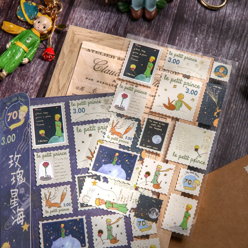

Creative Gold Stamping Vintage Style Stamp Collecting Memories Scrapbooking Decoration Diary Stickers Collage Source Materials