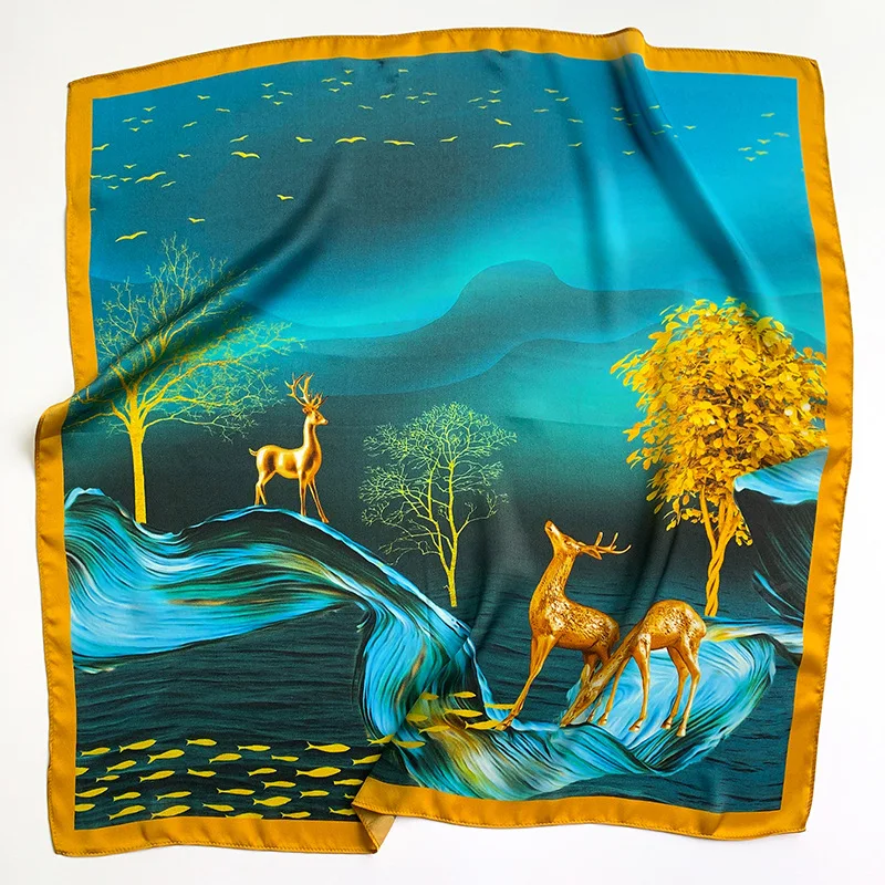 

2022 Square 100% Silk Scarves Women Foulard Head Scarf Ladies Shawl Wrap Female Hijab Poncho beach Bandana Lady Brand Pashmina