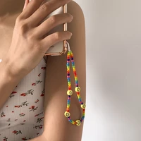 colorful mobile phone chain phone lanyard acrylic beads pearl charm fruit star smile soft pottery summer jewelry for girls