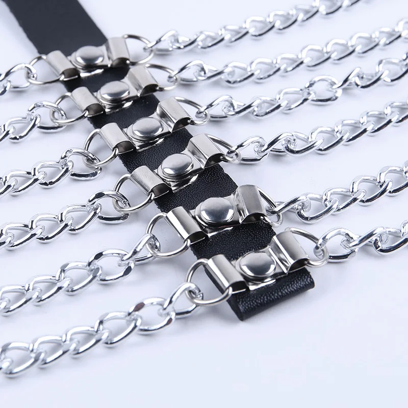 

Faux Leather metal Chain Sexy Adjustable Chest Harness Belt Halter Neck Fashion Gothic Streetwear Belts Party Clubwear