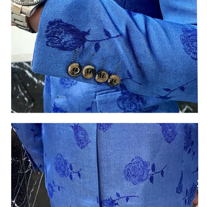 (Куртки + жилет брюки) 2019 свадебные костюмы мужские брендовые дизайнерские синие