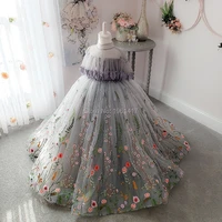 Classic Tulle Flower Girl Dress Lace Beading For Wedding Birthday Ball Gown First Holy Communion Dresses GLF0052