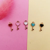 10pcslot new heart shape key enamel pendant charms for diy bracelet necklace bracelet earring jewelry findings accessories
