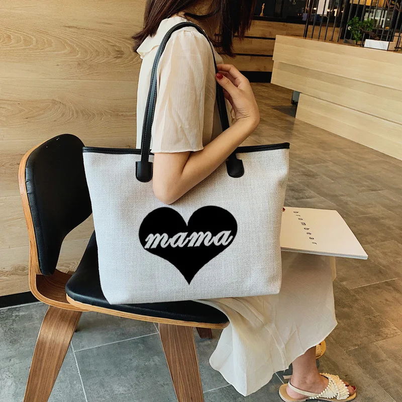 Женская сумка-тоут с принтом в виде сердца мама Подарочная сумка на плечо для