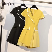 plus size office ladies solid summer two piece set for women v neck blazer midi dress and shorts suits korean shorts set 3xl