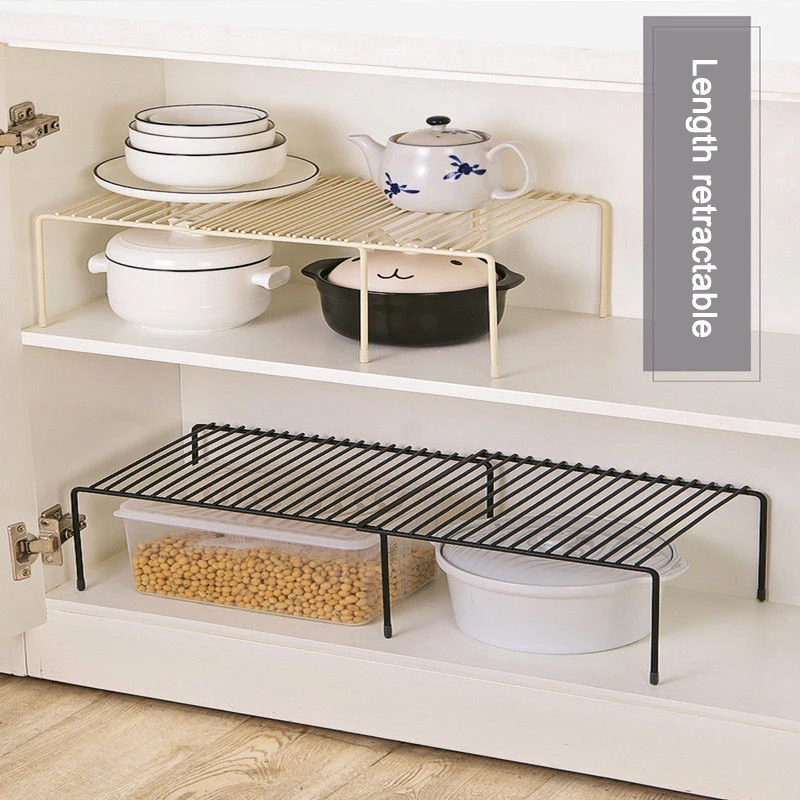 kitchen storage carbon steel shelf cabinet shelf organizers stackable expandable counter multifunctional shelves spice racks free global shipping