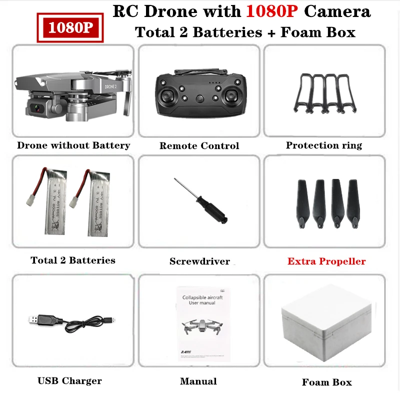 1080P Foam Box 2B E68 Радиоуправляемый Дрон 4K HD камера wifi FPV Квадрокоптер складной Радиоуправляемый вертолет Квадрокоптер мини дроны VS E58 SG901 E520 Дрон игрушка подарок - Цвет: 1080P Foam Box 2B