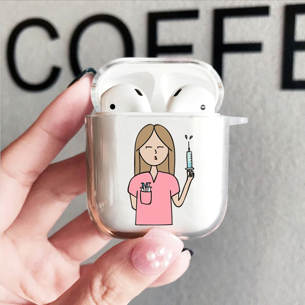 

Cute Cartoon Female doctor Nurse Case For Air Pods 1 2 Case Soft TPU Bluetooth Earphone Silicone Cases For Airpods pro Headphone