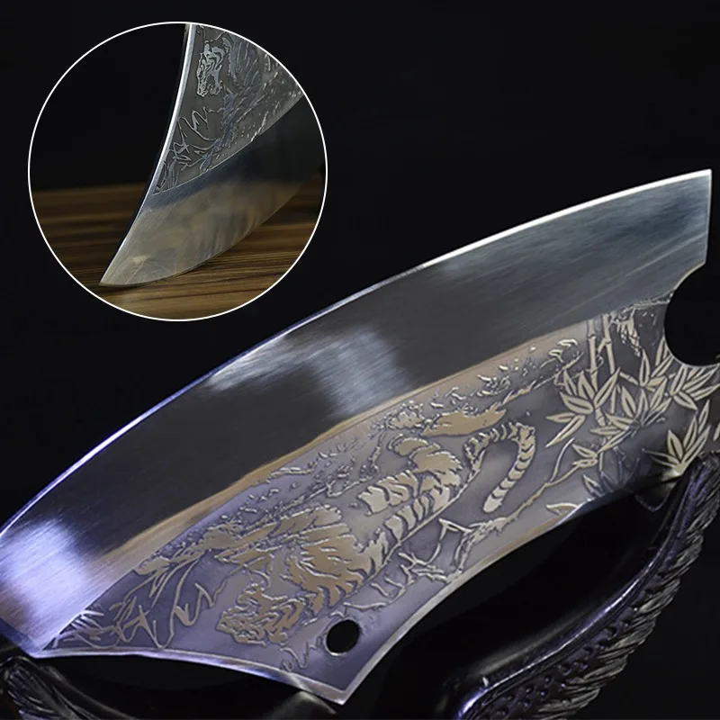 

Professional Chinese Kitchen Chef Knife Hand Forged Multifunctional Meat Cleaver Vegetable Cutter Fixed Blade Cooking Tools