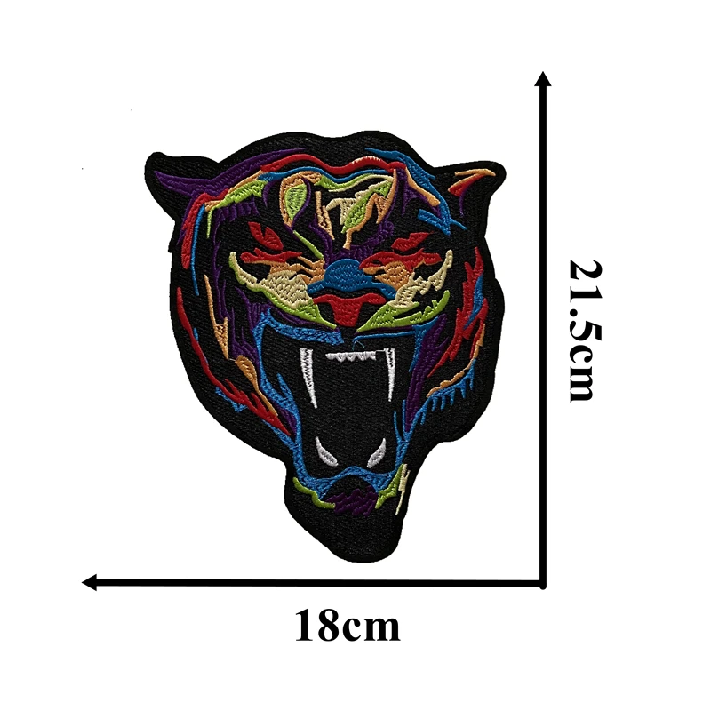 XL hellcat embroidered iron on emblem tiger badge jaguar patch wild cat applique Embroidery colorful animal stickers of kids