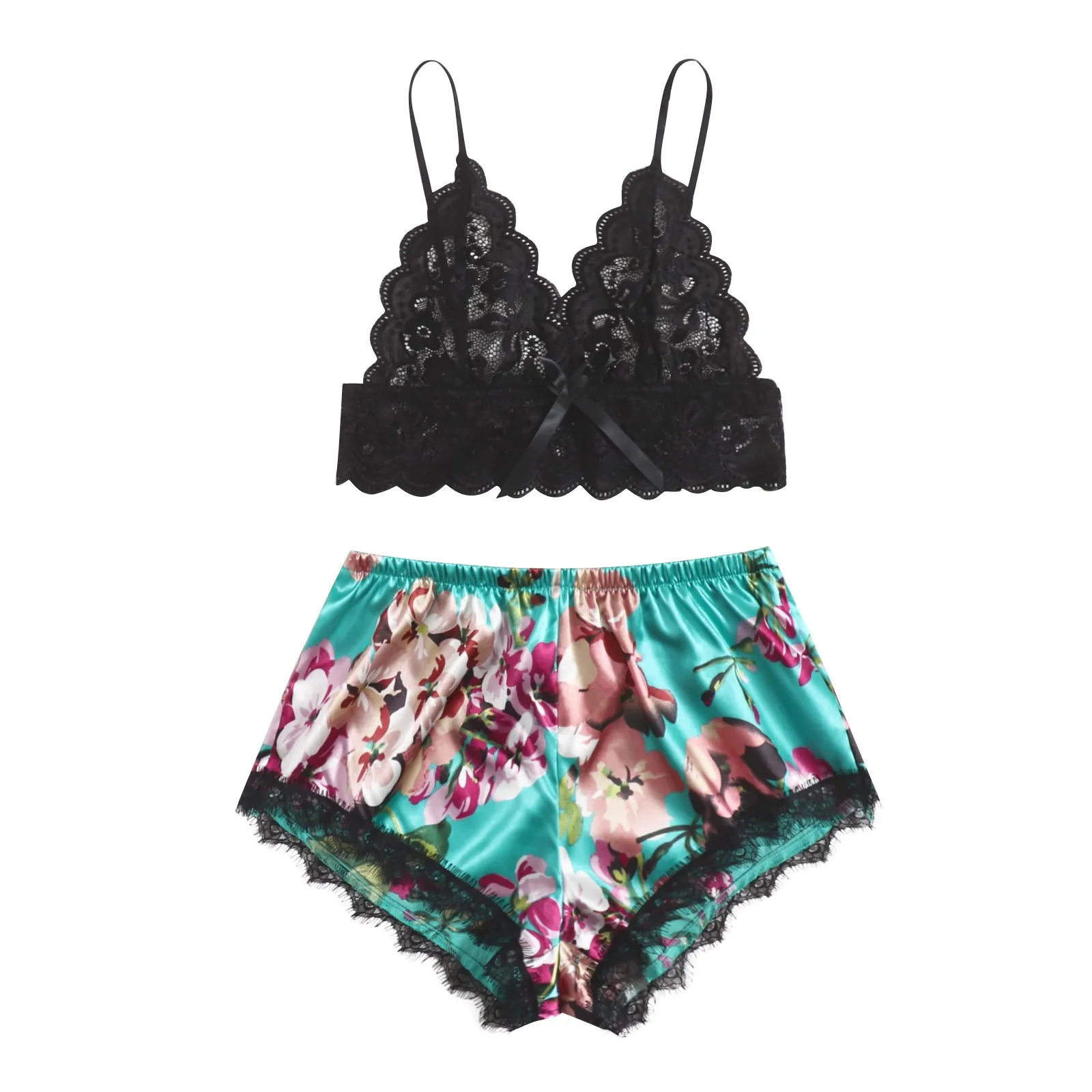 

Sexy Lace Lingerie Silk Satin Underwear Shorts Sets Sleepwear Women Pajama Sets night wear women set pijama Summer пижама A20