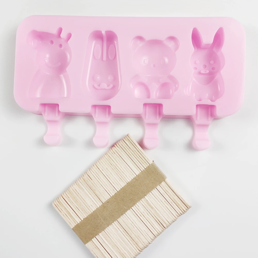 4 сетки животных силиконовые формы мороженого эскимо DIY домашний десерт