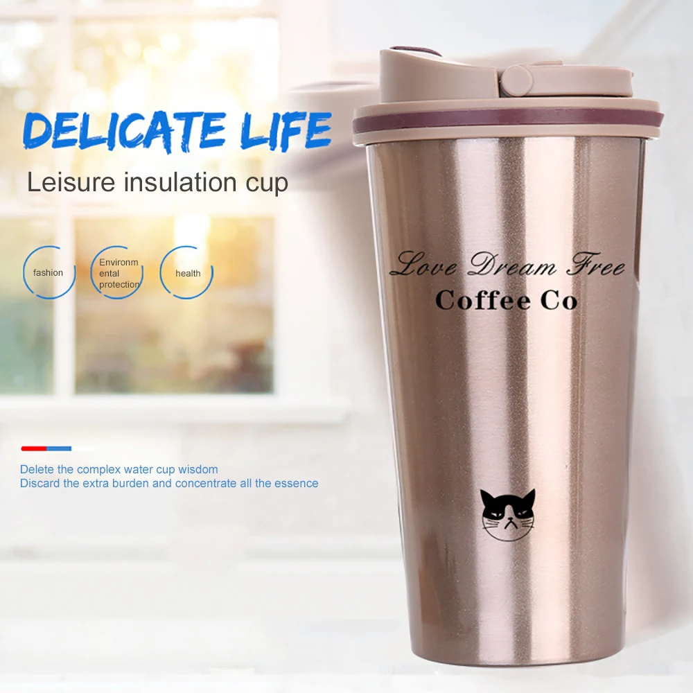 500 мл термоизолированная Кофейная кружка для путешествий стакан с широким