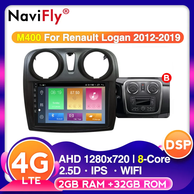 NaviFly Android10 для Renault Logan I Sandero Lada Lergus Dacia автомобильный Радио Мультимедиа Видео плеер