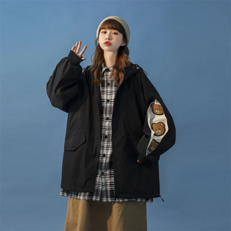 

Women Jacket Spring and Autumn Women's Coat Casual Baseball Jacket Sports Patchwork Hooded Women's Clothing 2021 New Korean