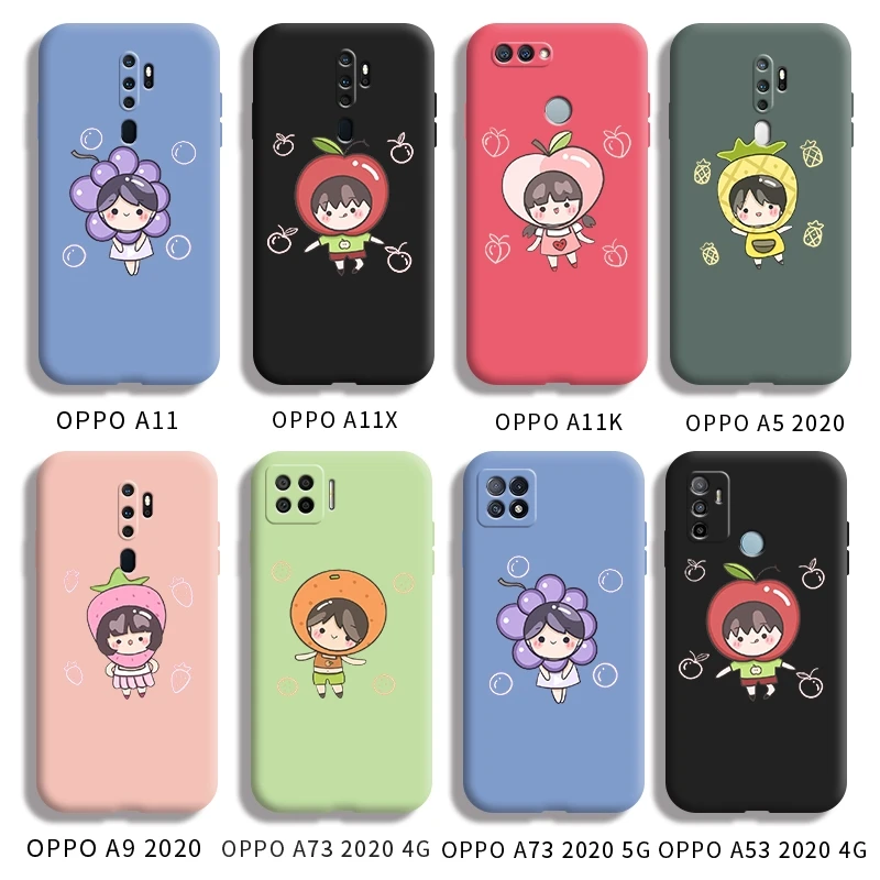 

For OPPO A11 A11X A11K A5 2020 A9 2020 A73 2020 A53 2020 4G casing with Fruit girl pattern Back Cover silica gel case