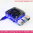 Охлаждающий вентилятор GPIO для Raspberry Pi 4, Расширительная плата со светодиодной подсветкой, модуль GPIO Extenison для Raspberry Pi 4B3B +3B3A +