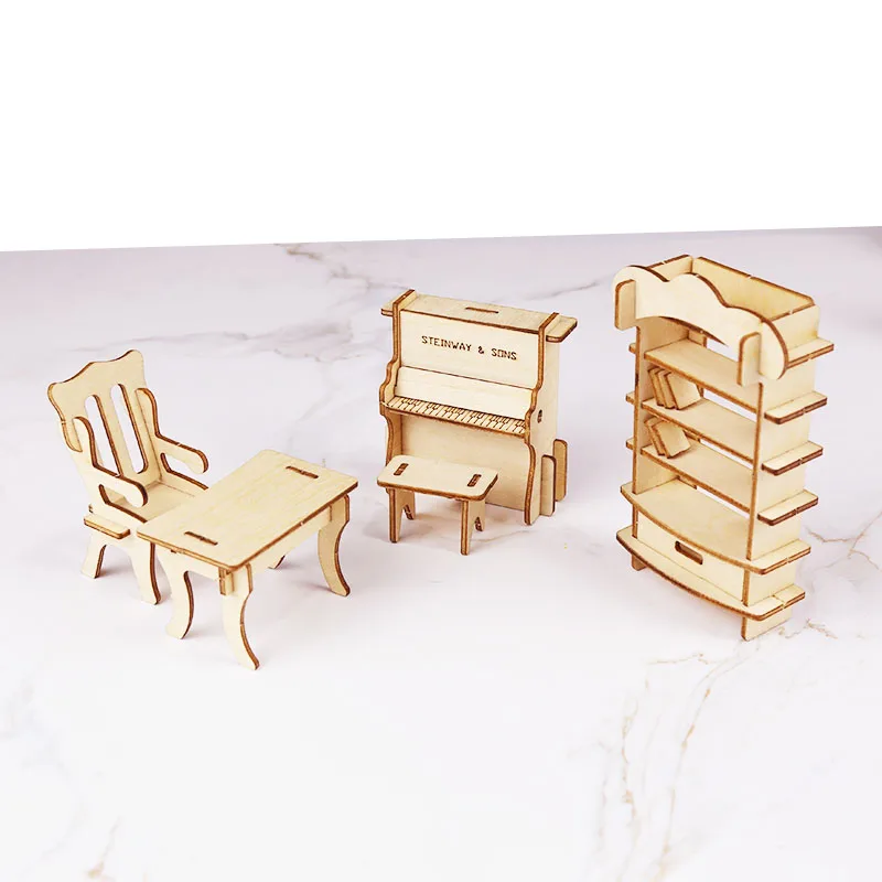 

Dollhouse Furniture Miniature Sets 3D Wooden Puzzle Creative Decoration Scale Building Model Toy Gifts For Children Girl