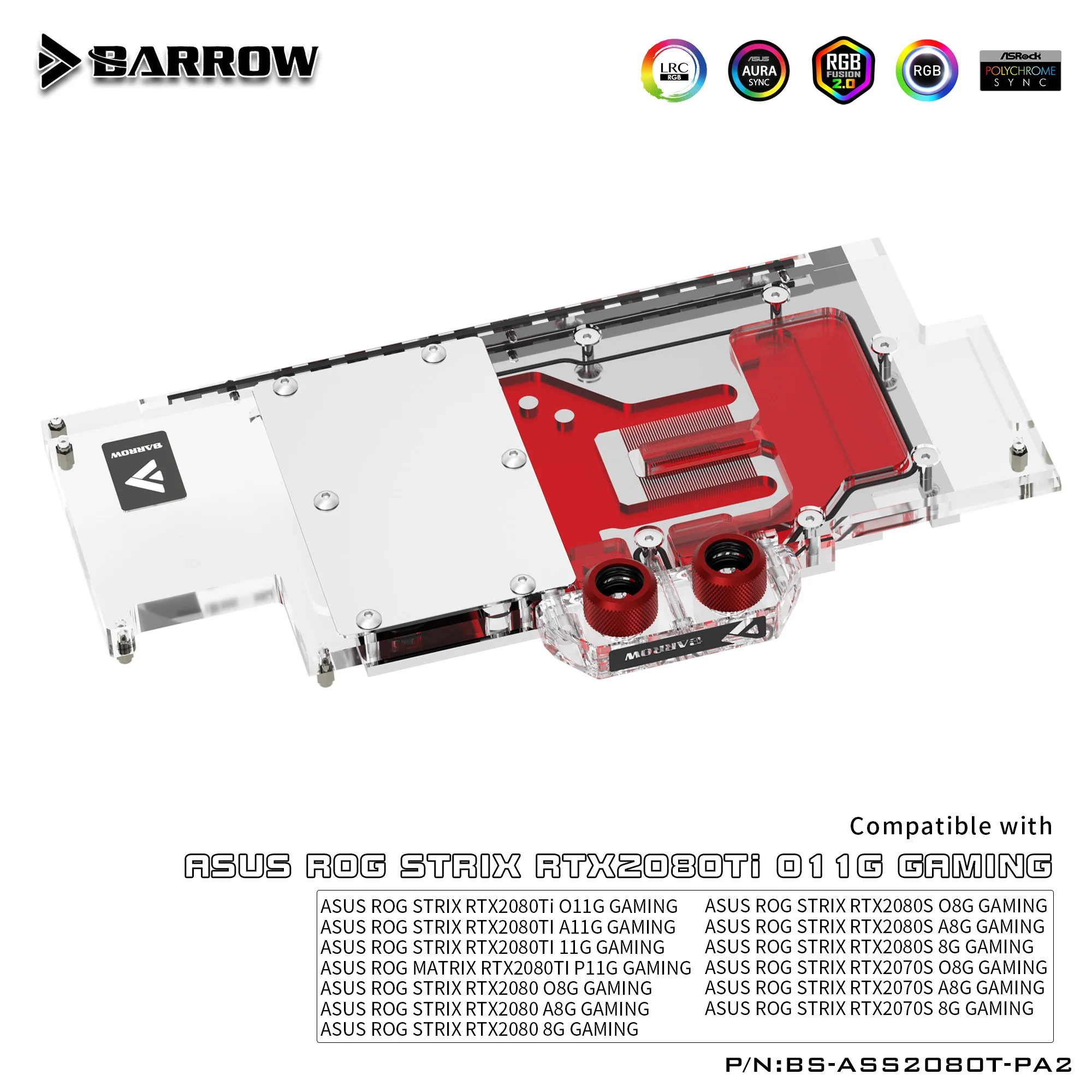 Охлаждающий блок Barrow BS ASS2080T PA2 для видеокарты ASUS STRIX|Кулеры и системы охлаждения