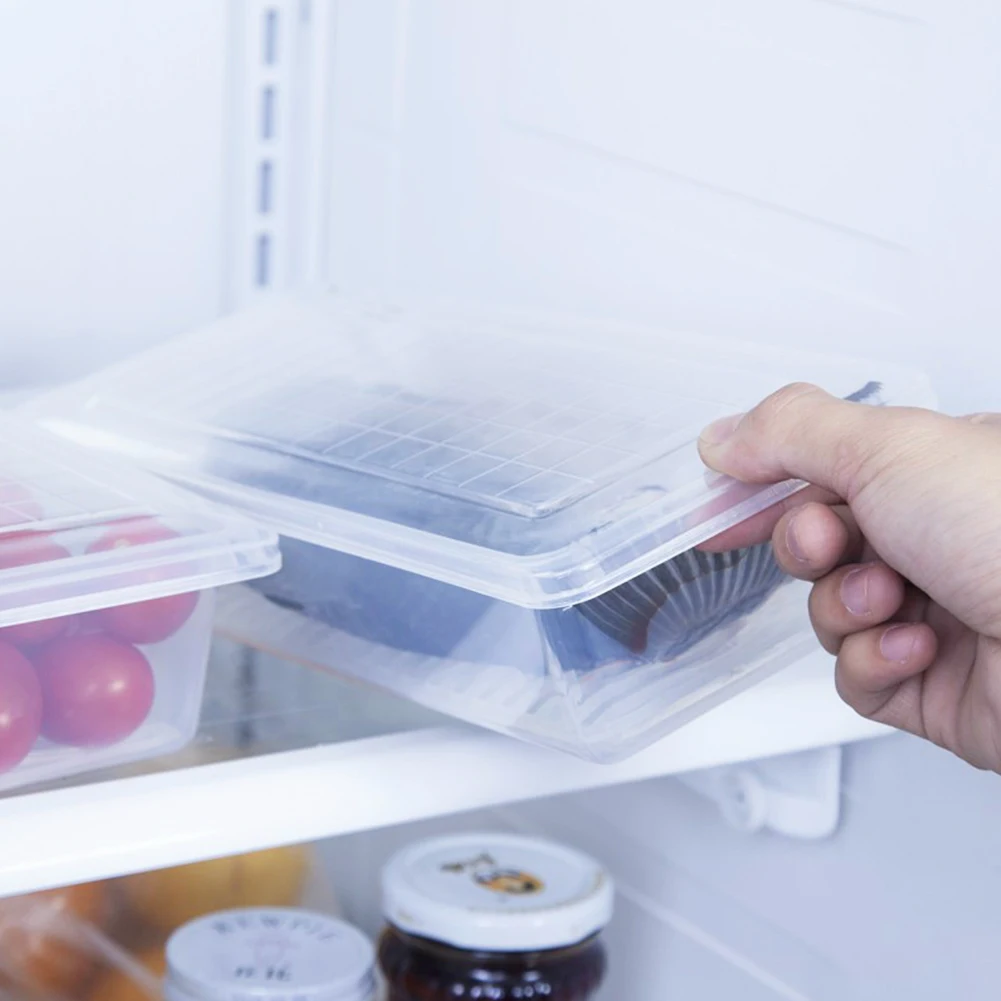 

Food Fresh Storage Box Containers Kitchen Fridge Organizer Case Removable Drain Plate Tray For Keep Fruits Vegetables Meat Fish