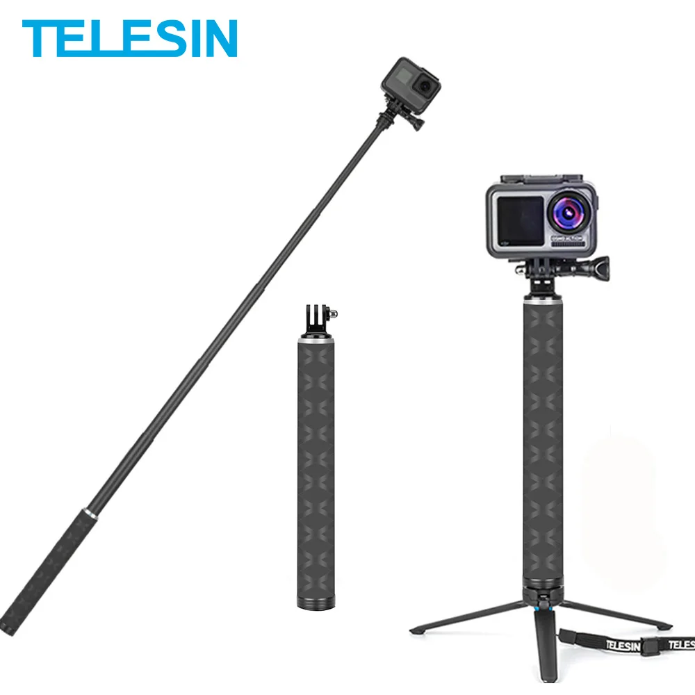 

TELESIN 90cm Monopod Carbon Fiber Selfie Stick Aluminium Alloy Tripod For GoPro Hero 10 9 8 7 6 Osmo Action Insta360 Accessories