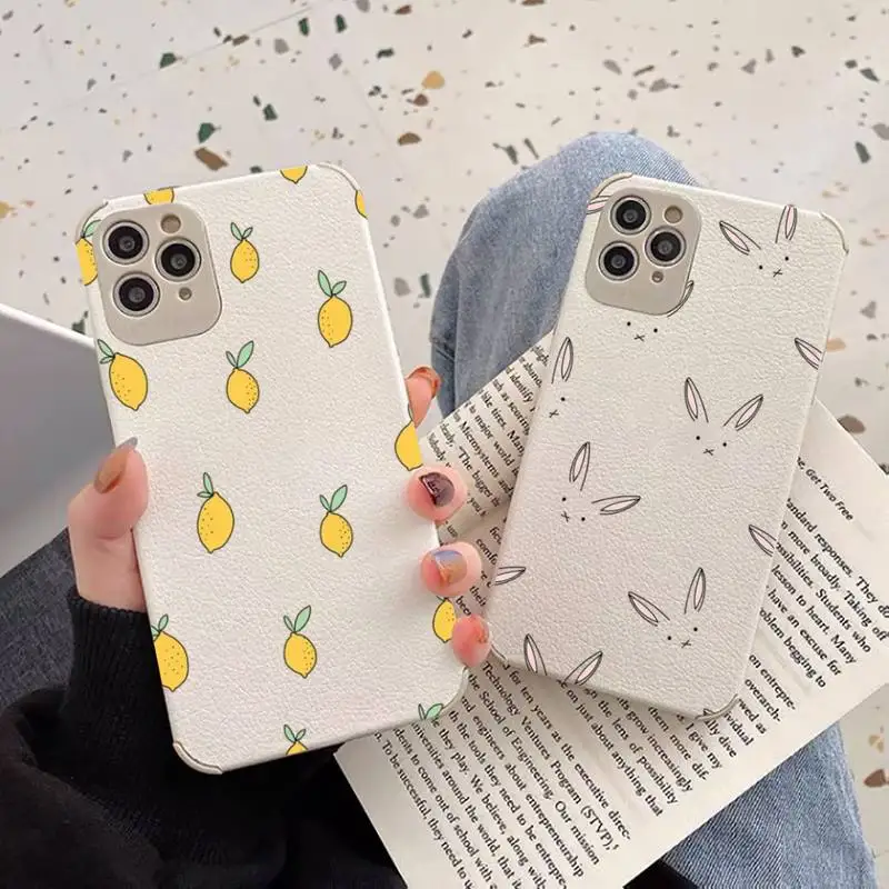 

Cute flower creative cartoon Phone Case Lambskin Leather For iphone 12 11 8 7 6 XR X XS PLUS MINI PLUS PRO MAX Shockproof