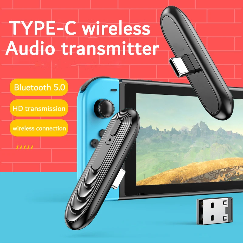 

Type-C Bluetooth Transmitter V5.0 A2DP SBC Low Latency With Mic For Nintendo Switch PS4 TV PC USB Type-C Wireless Adapter