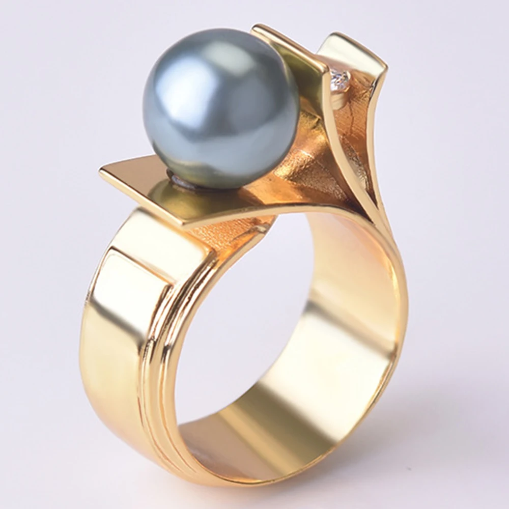 Медное кольцо зеленый жемчуг модное ювелирное женское женские аксессуары