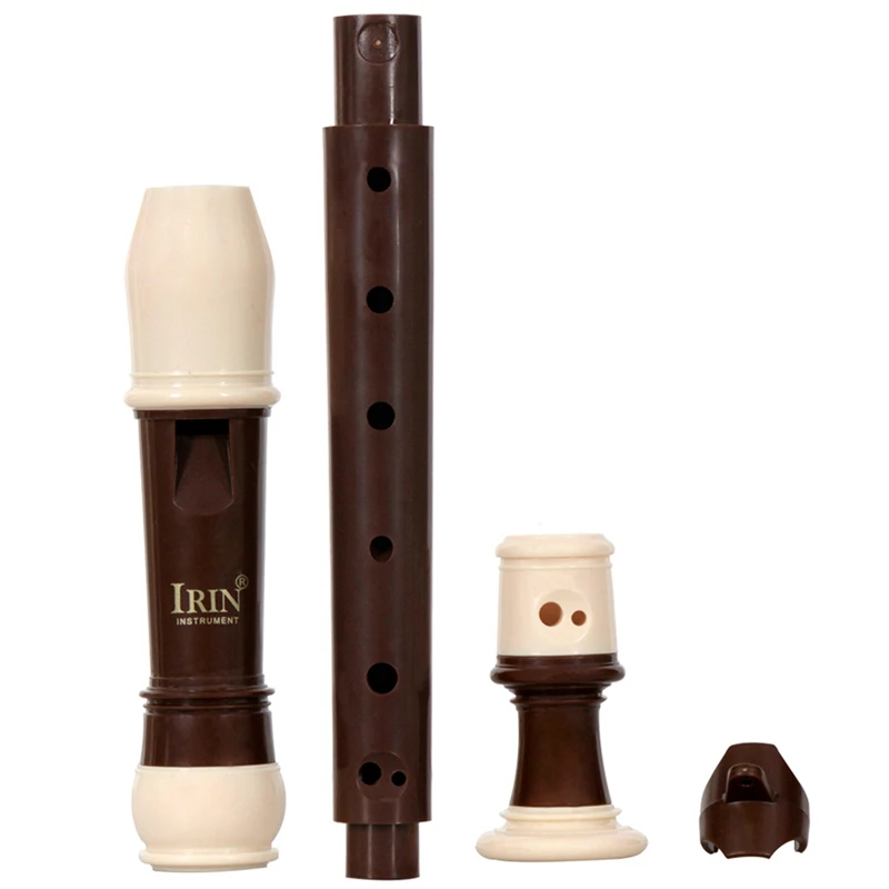 Irin 2 Set Abs Recorder Soprano Clarinet Long Flute Baroque Fingering Musical Instrument (Coffee & White) |