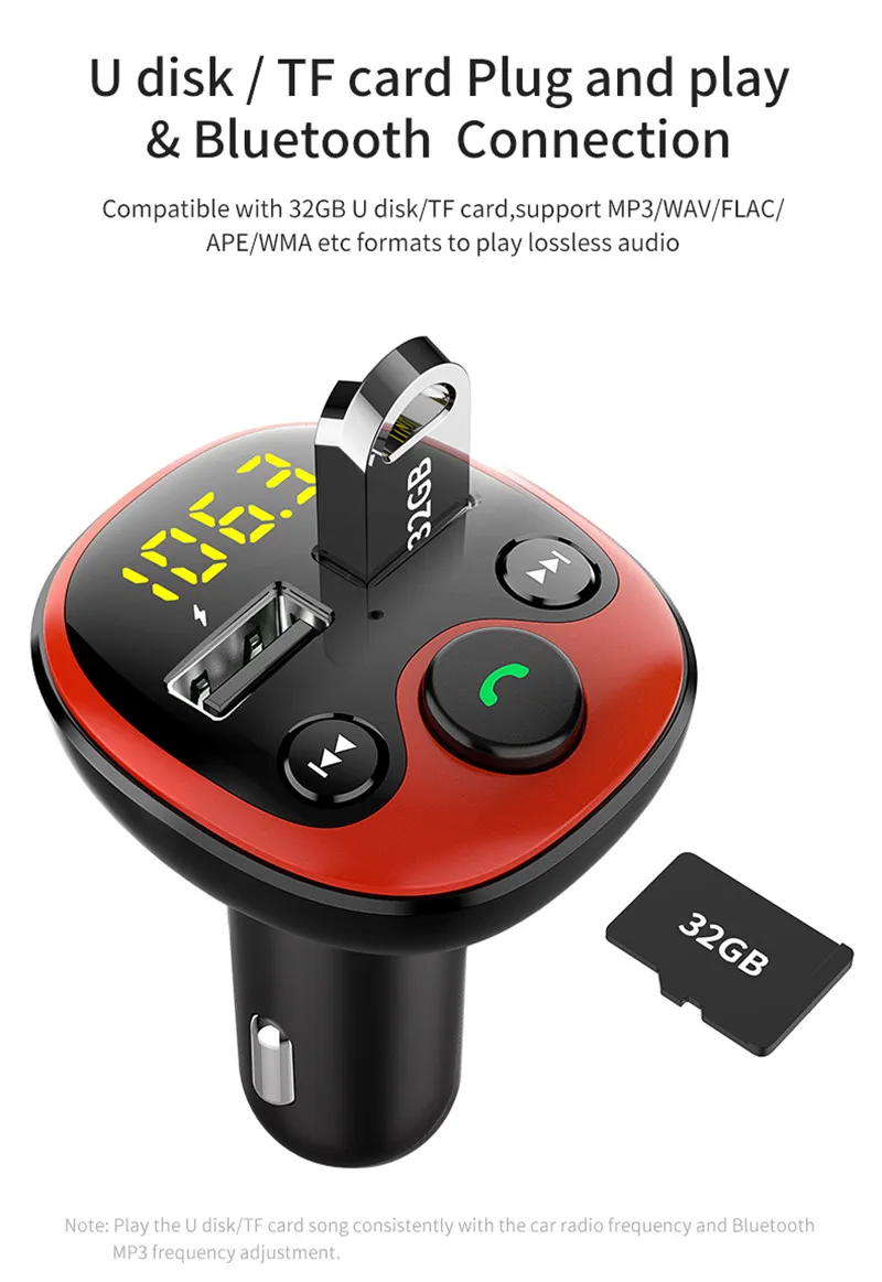 Bluetooth универсальное автомобильное зарядное устройство светодиодный Doble usb порты