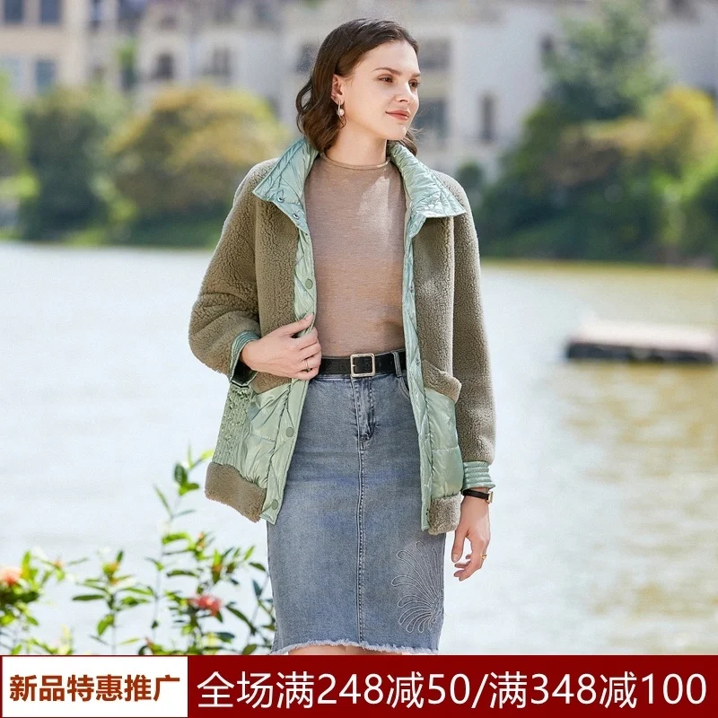 

Jonita women's 2021 winter new granular down stand collar down jacket medium long warm loose coat