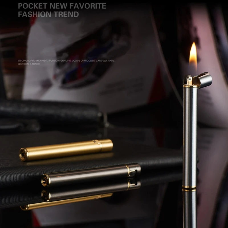 Компактная мини зажигалка Бутановая металлическая в форме сигареты карманный