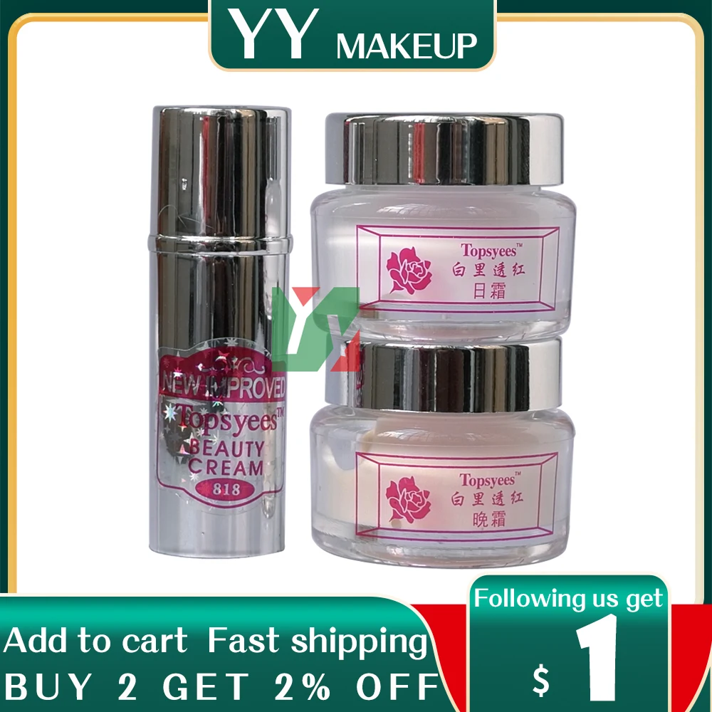 

Новинка, высокое качество, дневной крем Topsyees с белым и красным цвет, черный крем + жемчужный крем, уход за лицом против веснушек (белый чехол)