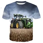 Футболка мужская оверсайз, Повседневная рубашка с принтом автомобиля и трактора, уличная одежда в стиле хип-хоп, лето