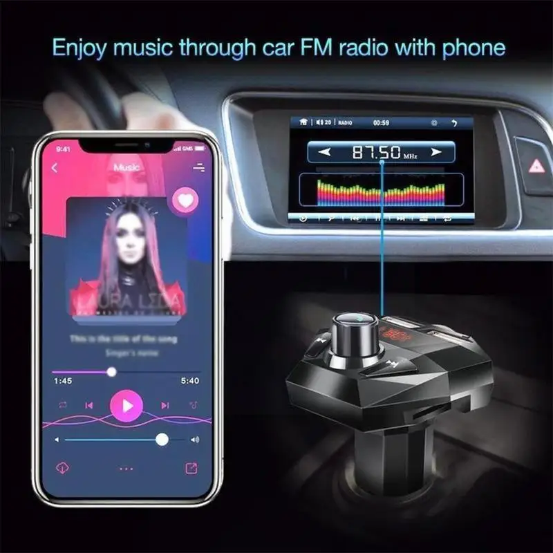 1 шт. Автомобильный Bluetooth 5 0 MP3-плеер Fm-передатчик Handsfree Быстрый Tf/u 3.1a поддержка