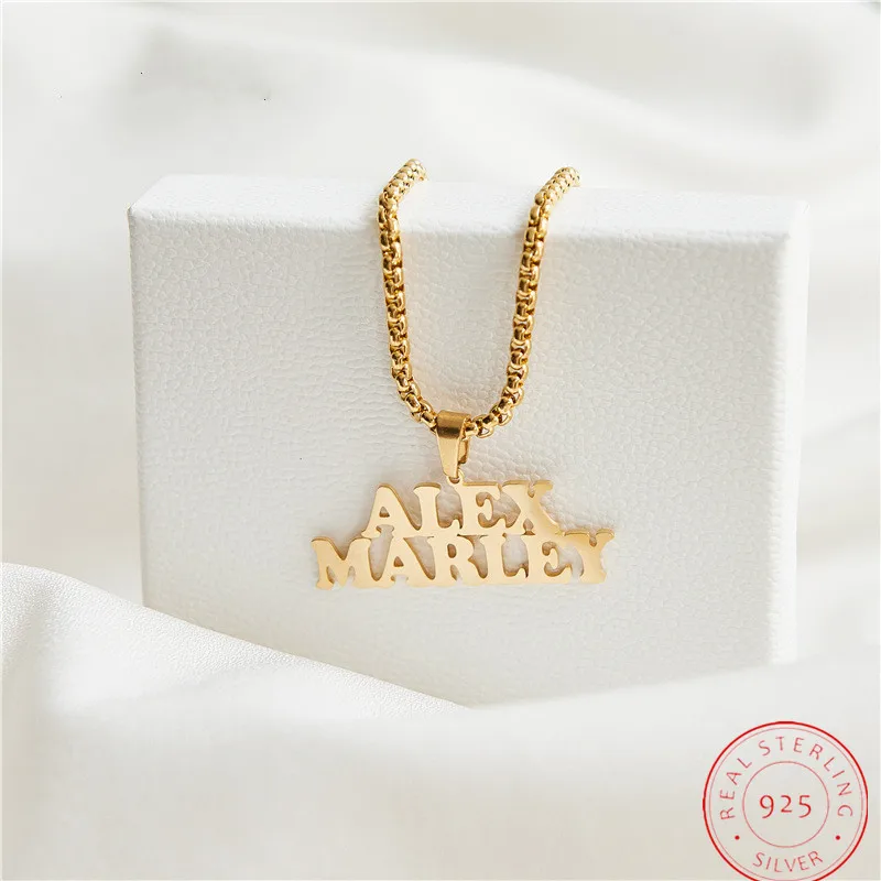 

925 Sterling Silver Multiple Custom Name Necklace With Box Chain Pendant For Women Men Girlfriend Gifts