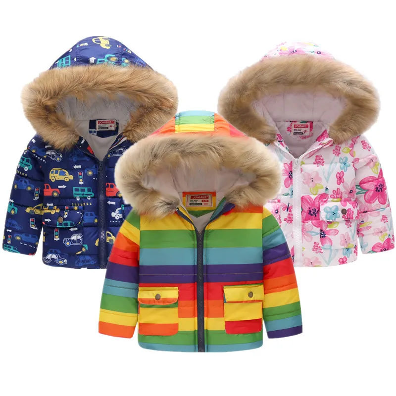 

Children's autumn and winter new hooded thick coat children's long-sleeved cartoon printed cotton casual hooded thick coat