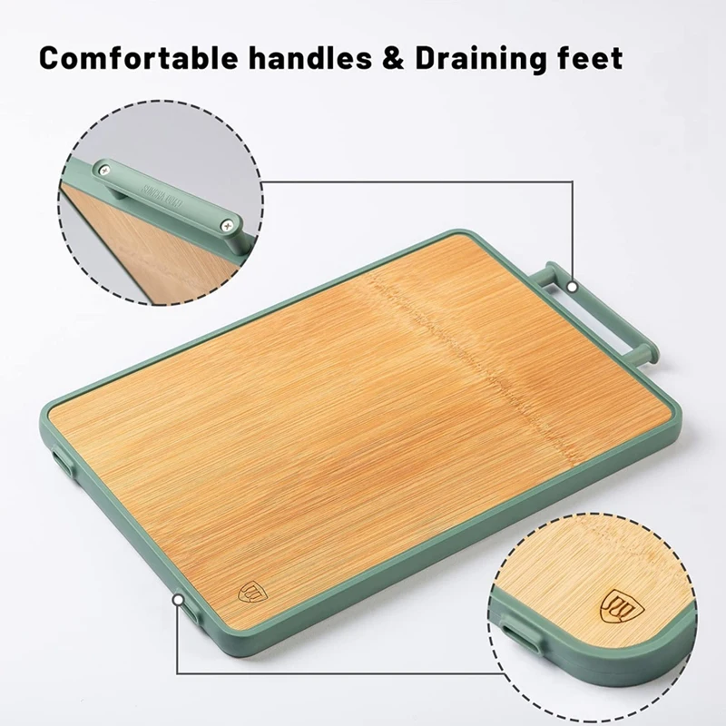 Bamboo Cutting Board with Handle Organic Wood Chopping Feet Non-Slip Rubber for Meat | Дом и сад