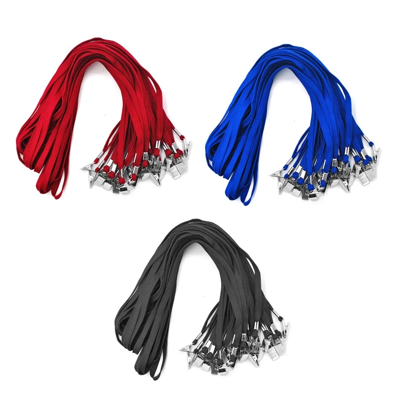 

Lanyards 50 PCS Badge Lanyards with Clip Office Neck Flat Bulk Lanyard with Badge Bulldog Clip