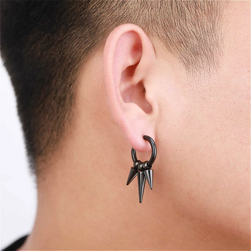 Серьги в стиле панк из нержавеющей стали черные конусные серьги гвоздики мужские