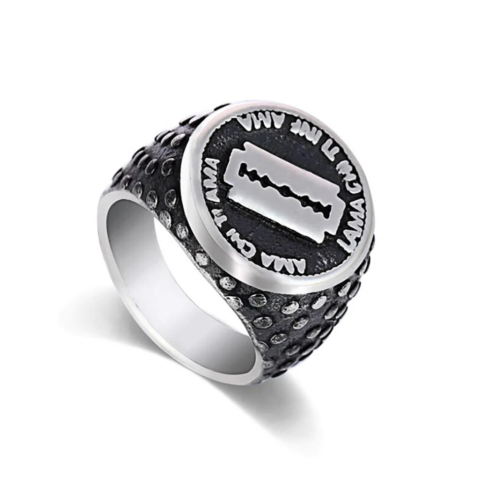 

Stainless Steel Vintage Men Punk Rock Razor Blade Ring Size 8-12 Barber Gift For Him