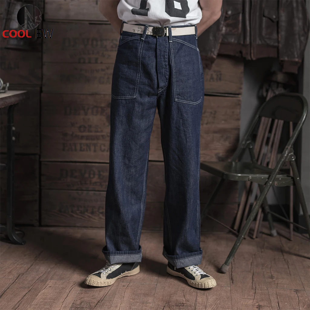

Bronson CCC 1935 US Army Fatigue Dungaree Military Uniform Trousers Cargo Pants Men’s 10 oz. Selvage Denim Jeans