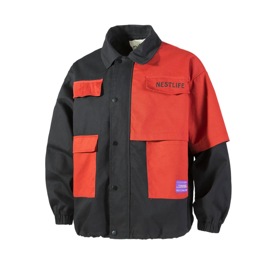 Feitong куртка мужская Осенняя Повседневная модная Лоскутная цветная на молнии плюс