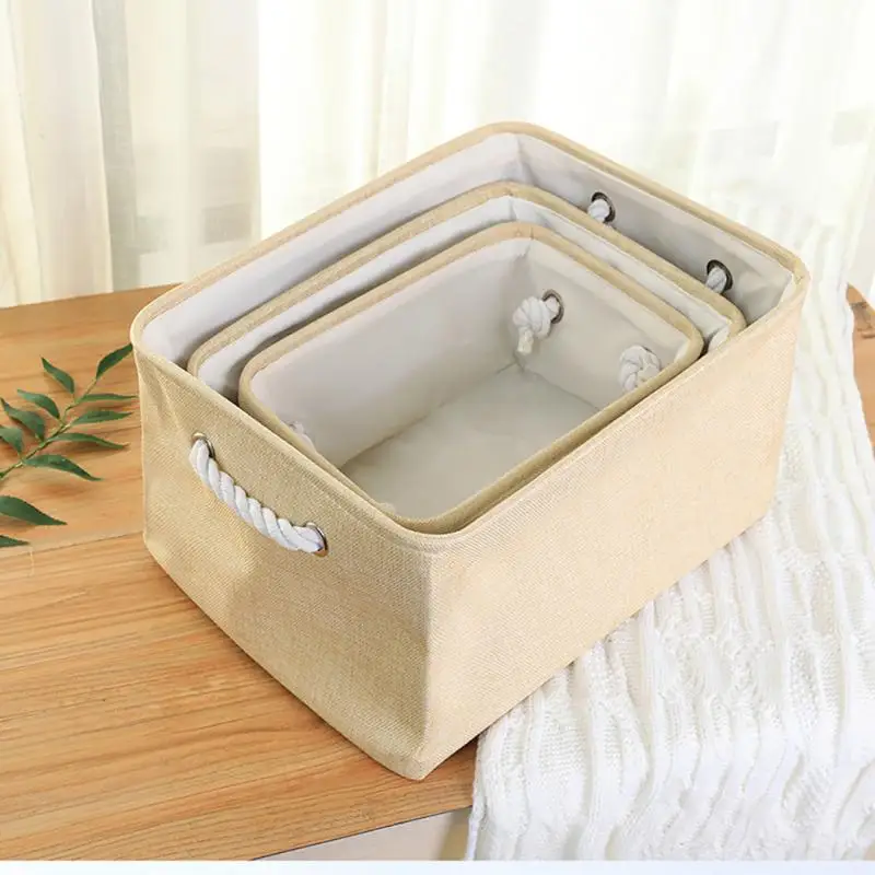 

New Foldable Flax Storage Basket Portable Folding Box Cube Clothes Sundries Kids Toys Books Hand Carry Organizer Basket