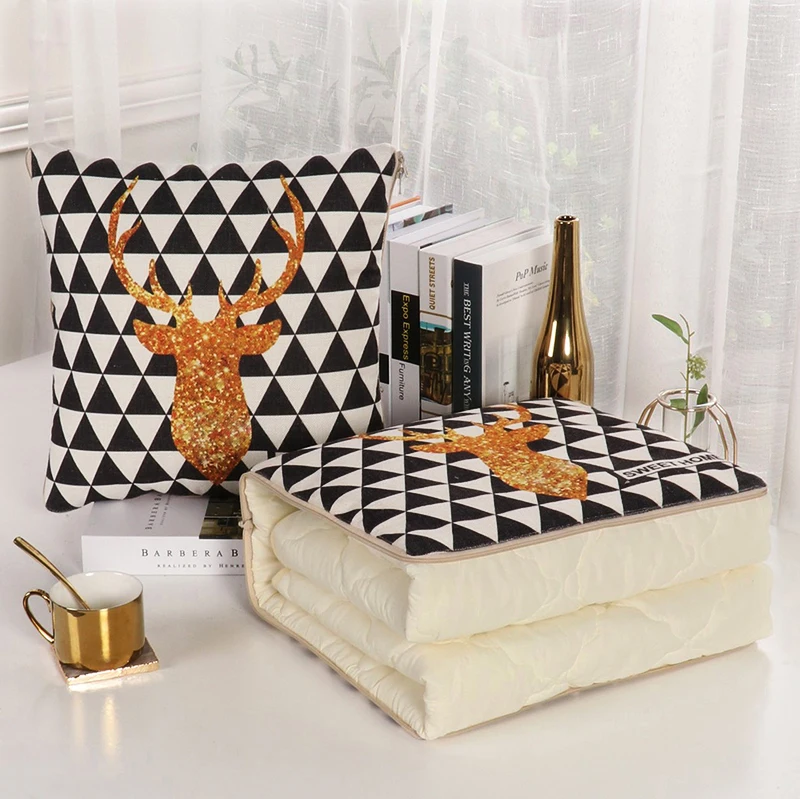 2 в 1 скандинавский мультфильм складное лоскутное одеяло квадратная подушка с