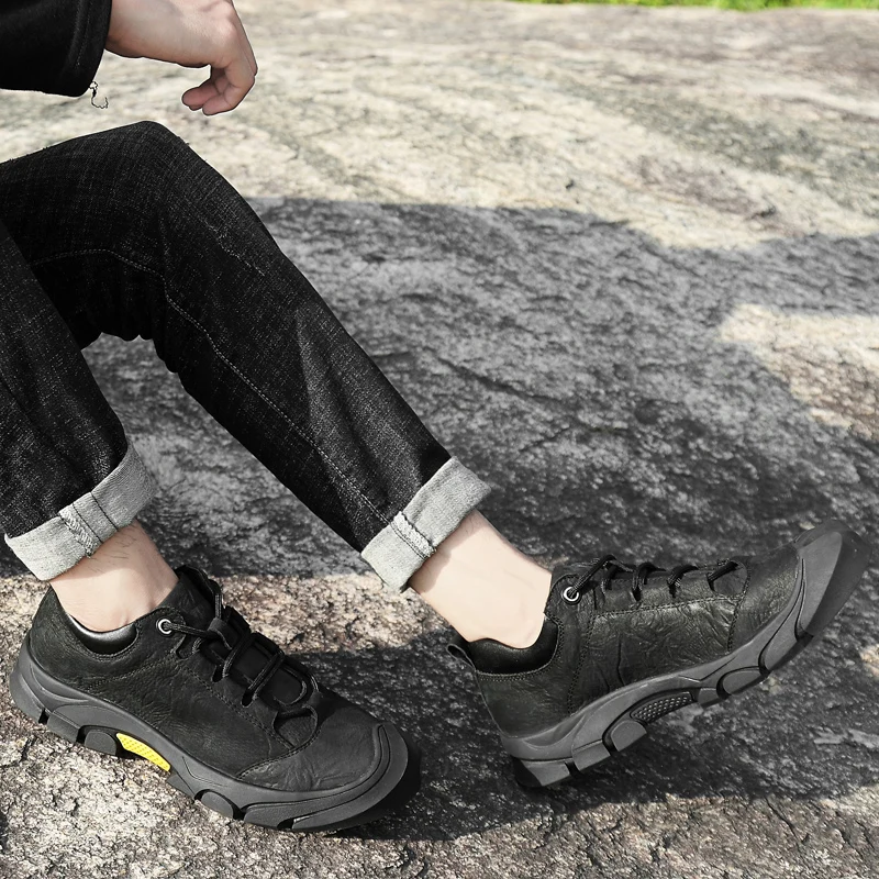 Мужская обувь из натуральной кожи на шнуровке Повседневная Уличная толстой