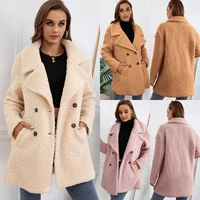 lamb fur coat loose lapel plush windbreaker womens fallwinter 2021
