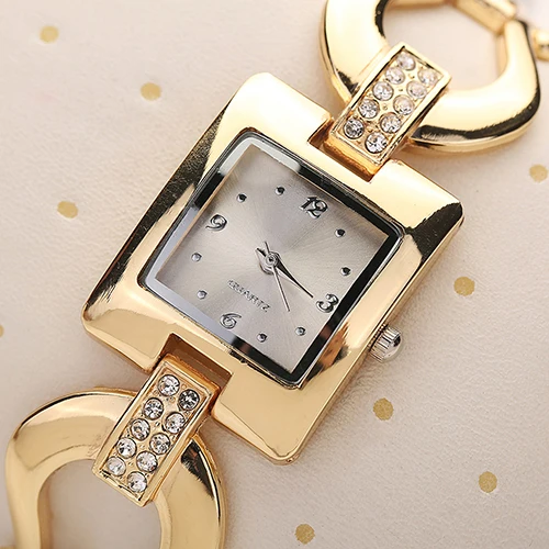 

Fashion Watch Women Golden Tone Chain Bracelet Square Dial Analog Quartz Wrist Watch Ladies Watch reloj mujer relojes para mujer