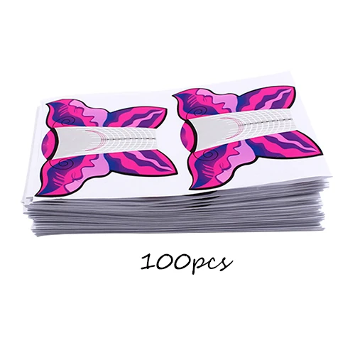 Finger Angel 50/100/500 шт инструментов для ногтей формы ногтей советы Бабочка Дизайн ногтей гель УФ расширение французского маникюра W009 - Цвет: 100PCS